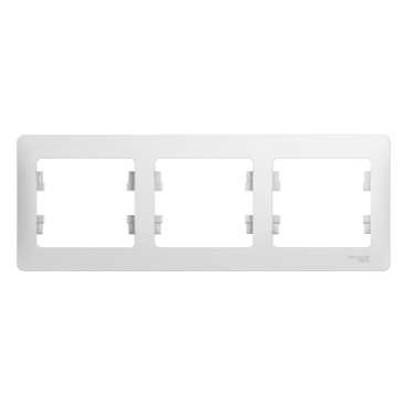 

Рамка Schneider Electric Glossa 3 поста горизонтальная. Белая, Белый