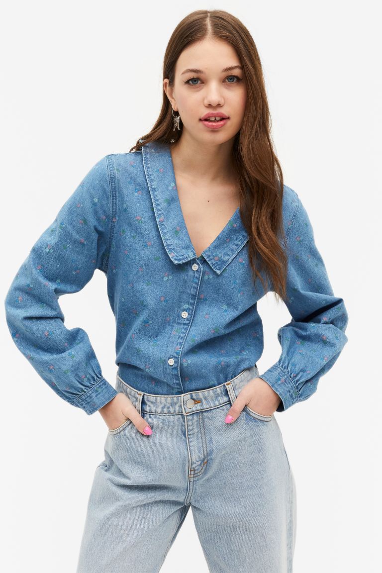 

Рубашка женская Monki 1135337001 голубая M (доставка из-за рубежа), 1135337001