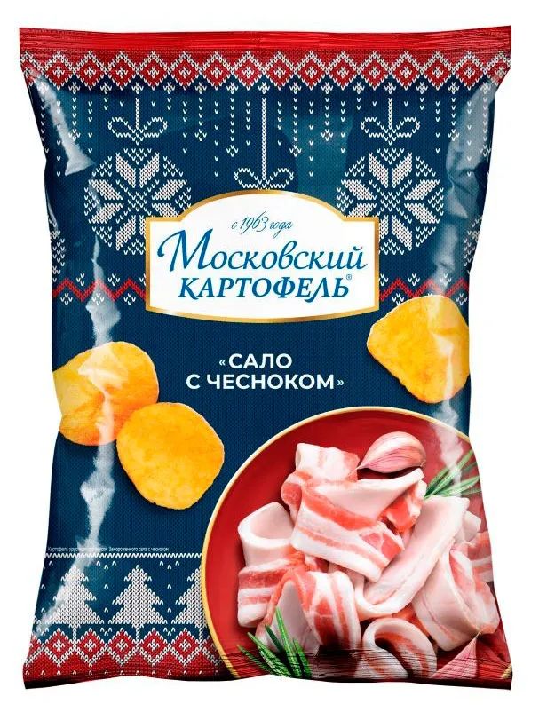 Чипсы картофельные Московский Картофель замороженное сало с чесноком 120 г