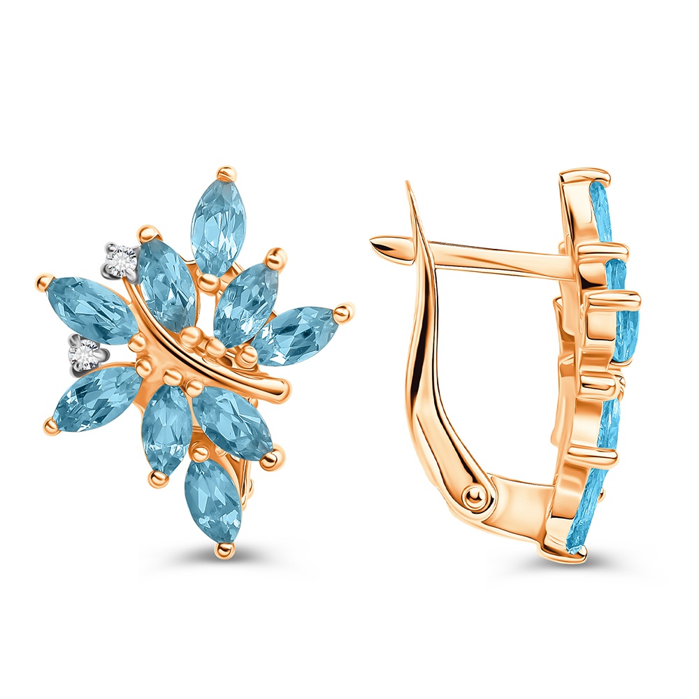 

Серьги из золота 585Gold 202009704, топаз/фианит, 202009704