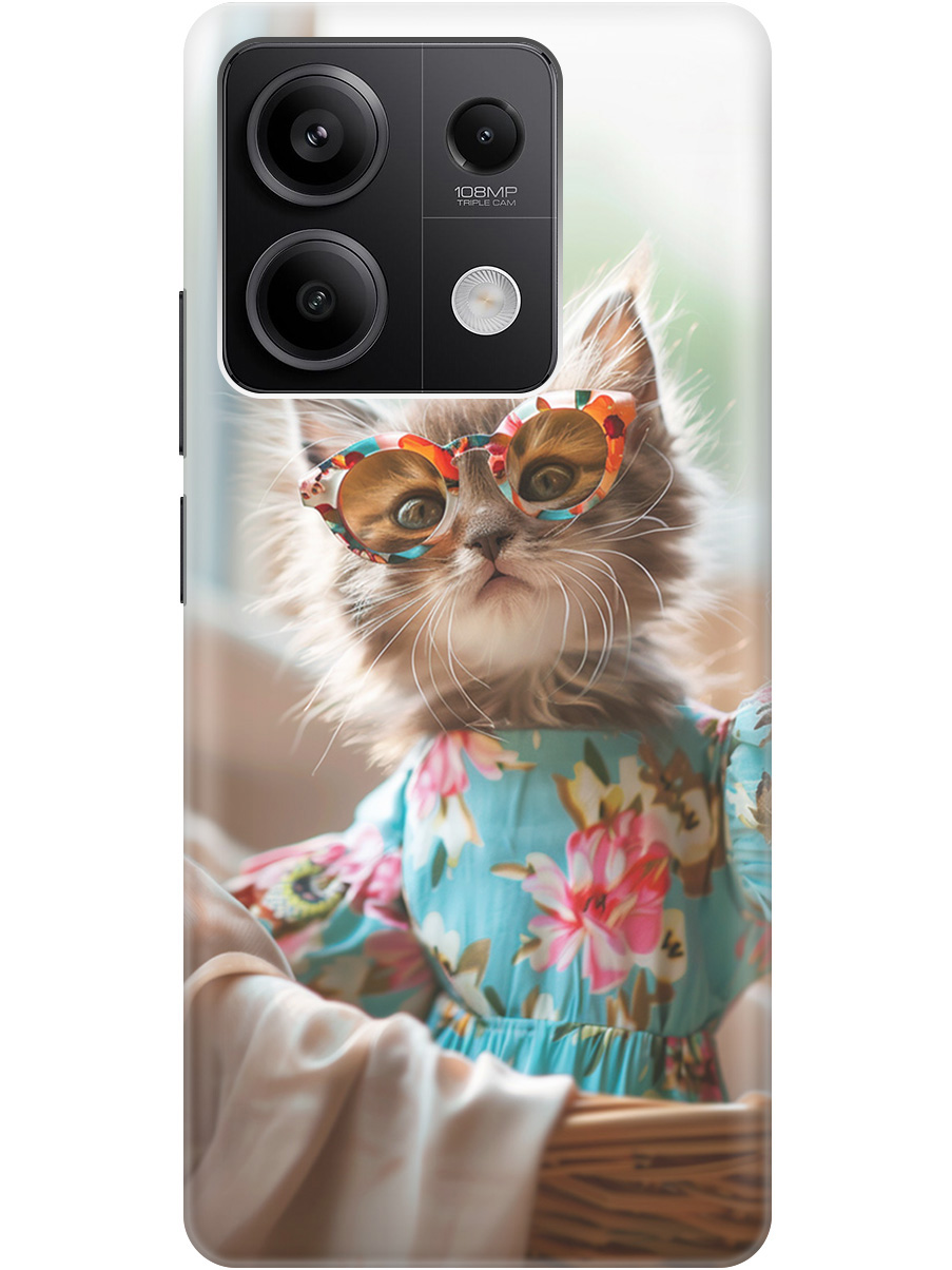 

Силиконовый чехол на Xiaomi Redmi Note 13 5g с рисунком "Кошечка в голубом платье", Белый;голубой;серый, 20012076