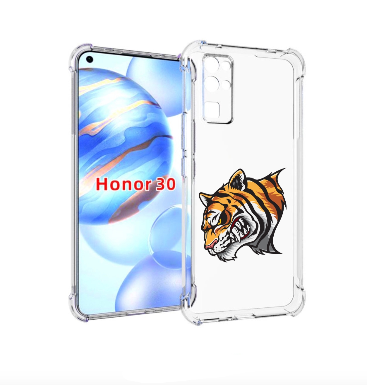 

Чехол бампер MyPads Тигр для Honor 30 (BMH-AN10) противоударный, Прозрачный, Tocco