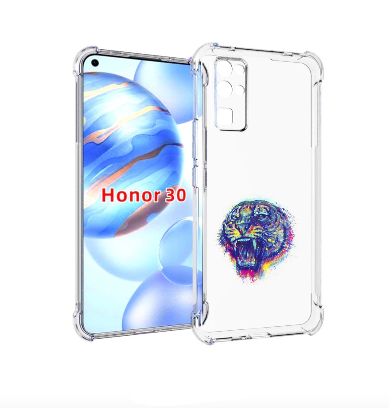 Чехол бампер MyPads Тигр 2 для Honor 30 (BMH-AN10) противоударный