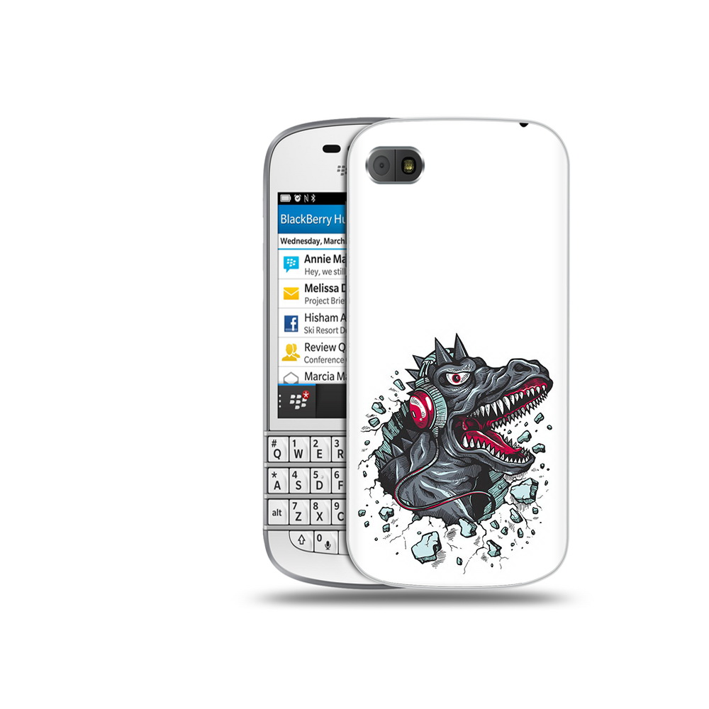 

Чехол MyPads Tocco для BlackBerry Q10 Нарисованный динозавр в наушниках, Прозрачный, Tocco