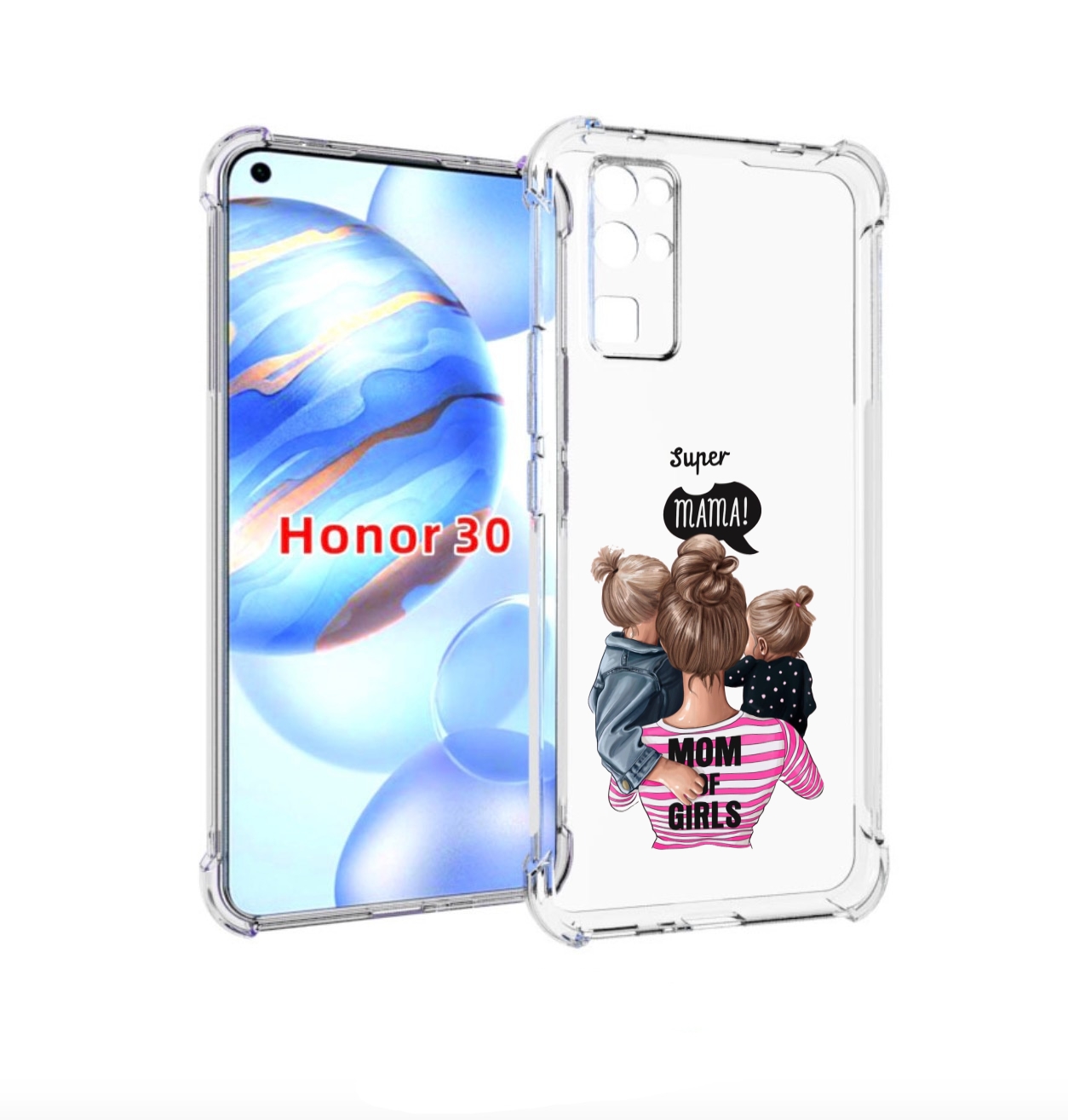 

Чехол бампер MyPads Супер-мама-2 женский для Honor 30 (BMH-AN10), Прозрачный, Tocco