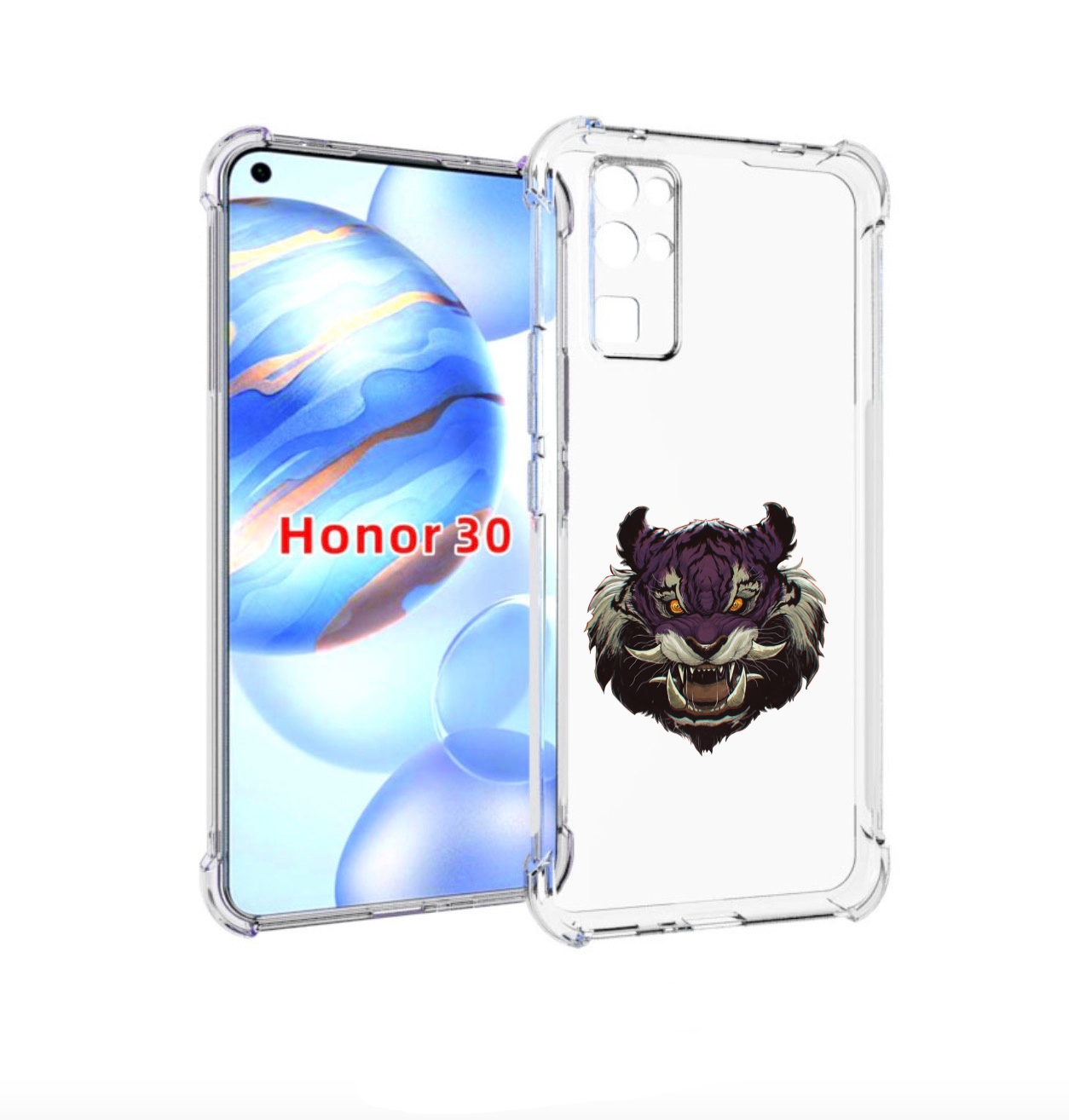 

Чехол бампер MyPads Страшный-тигр для Honor 30 (BMH-AN10) против, Прозрачный, Tocco