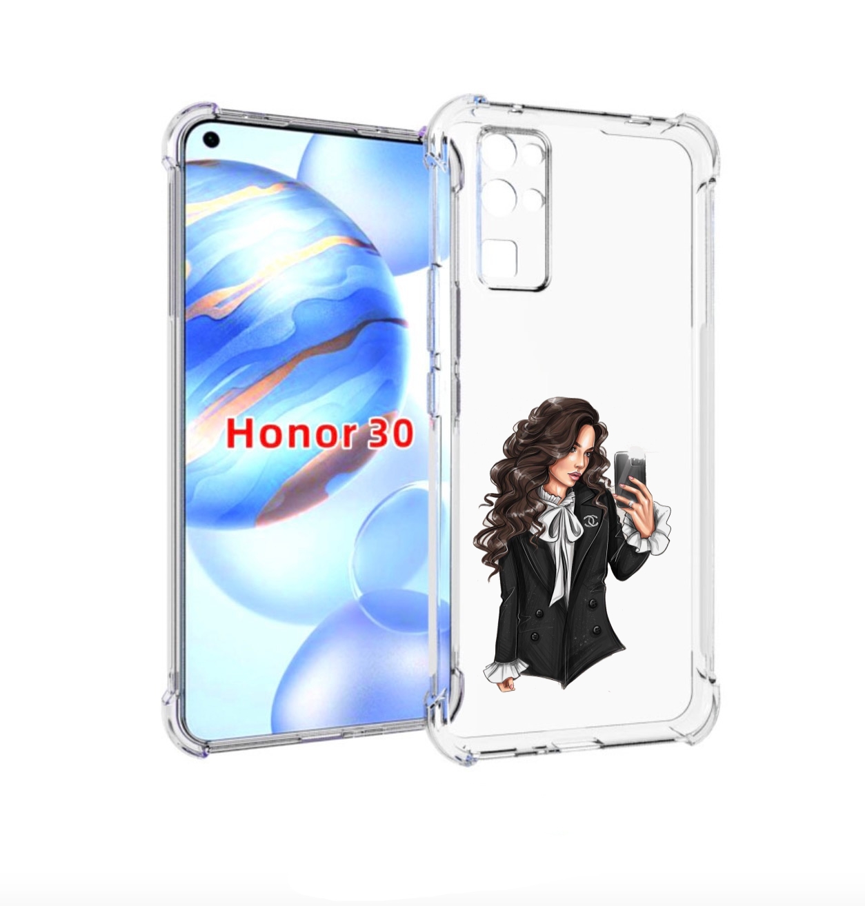 

Чехол бампер MyPads Стильная-девушка для Honor 30 (BMH-AN10) про, Прозрачный, Tocco