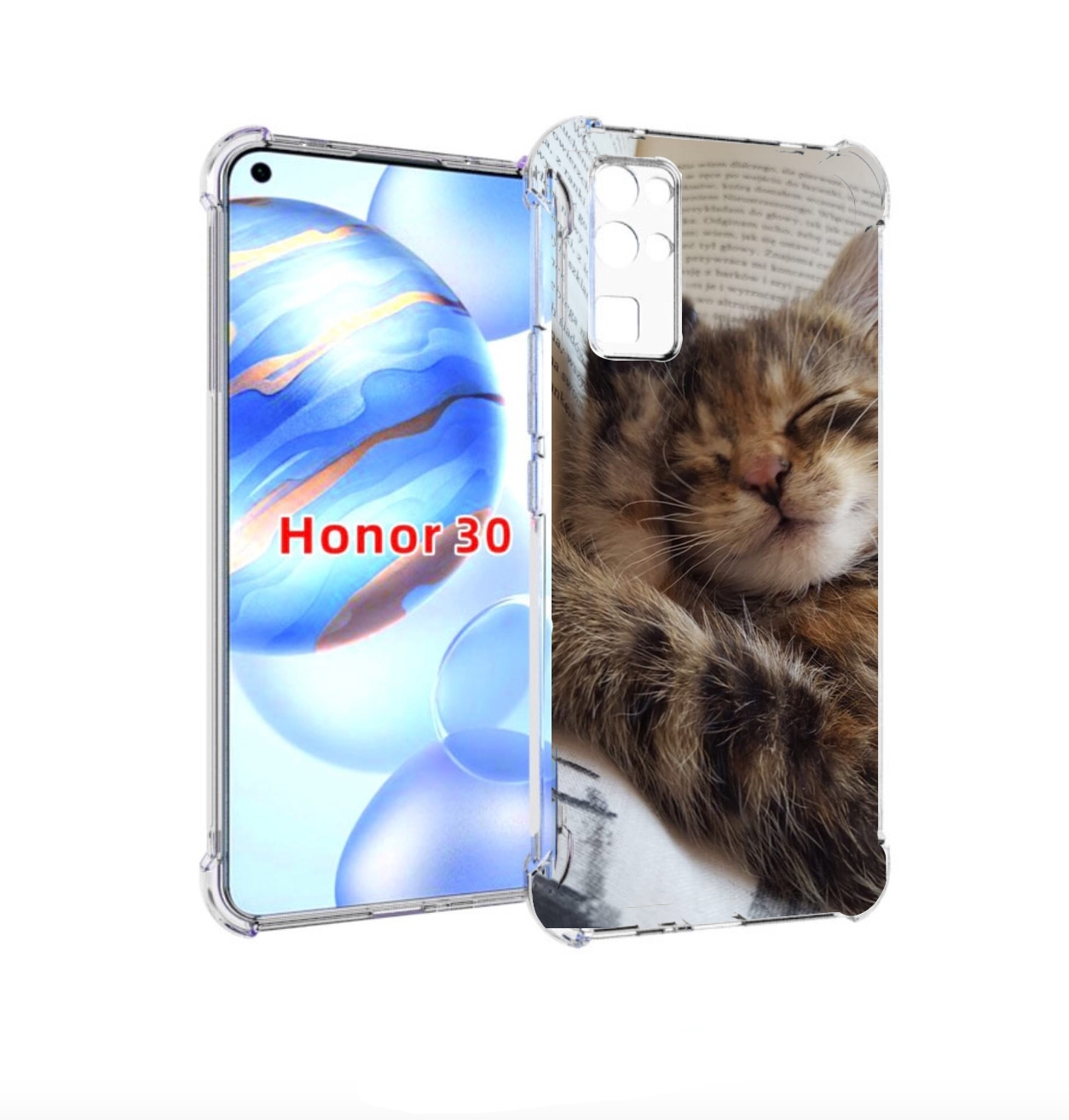 

Чехол бампер MyPads Спящий-котенок для Honor 30 (BMH-AN10) проти, Прозрачный, Tocco