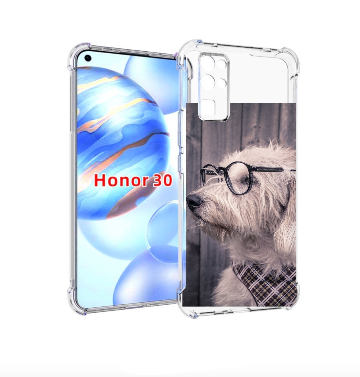 

Чехол бампер MyPads Собака-в-очках для Honor 30 (BMH-AN10) проти, Прозрачный, Tocco