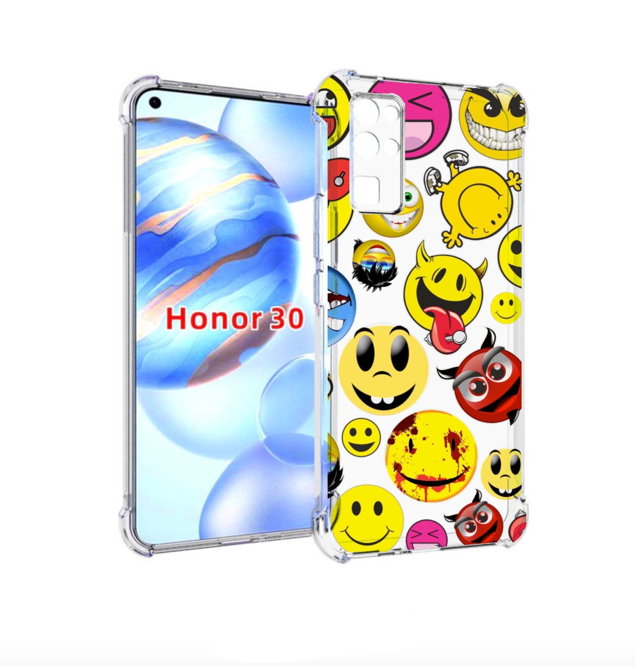 Чехол бампер MyPads Смайлики для Honor 30 (BMH-AN10) противоударный