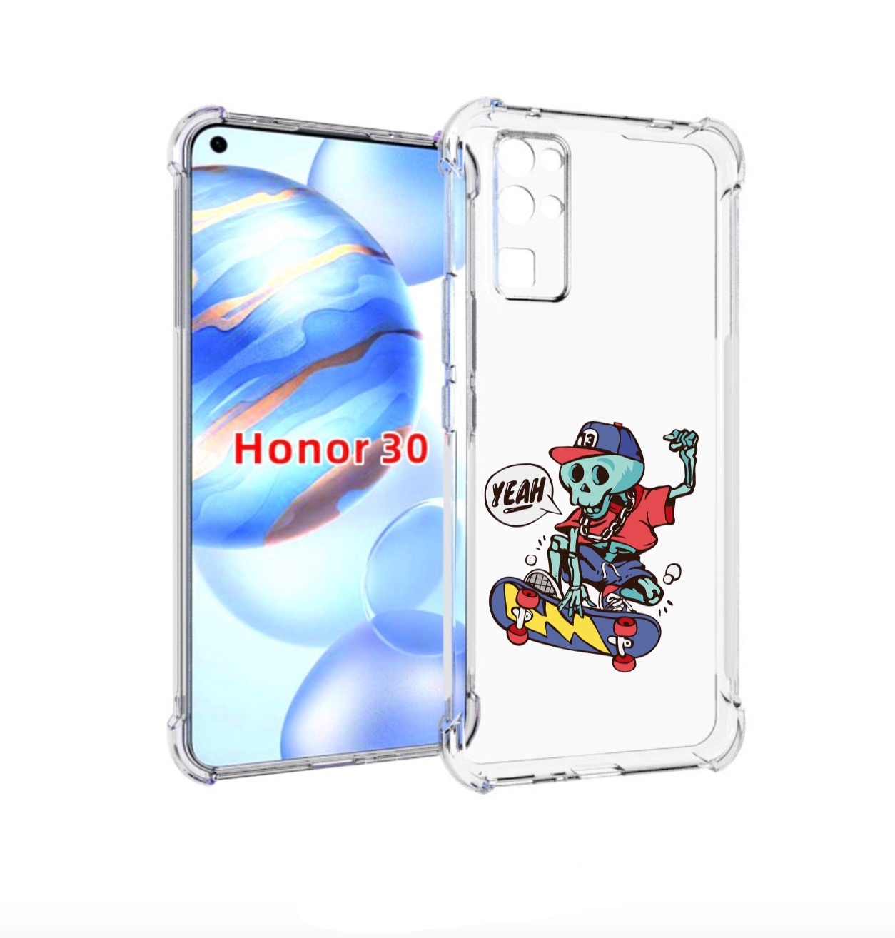

Чехол бампер MyPads Скелет-на-скейте для Honor 30 (BMH-AN10) про, Прозрачный, Tocco