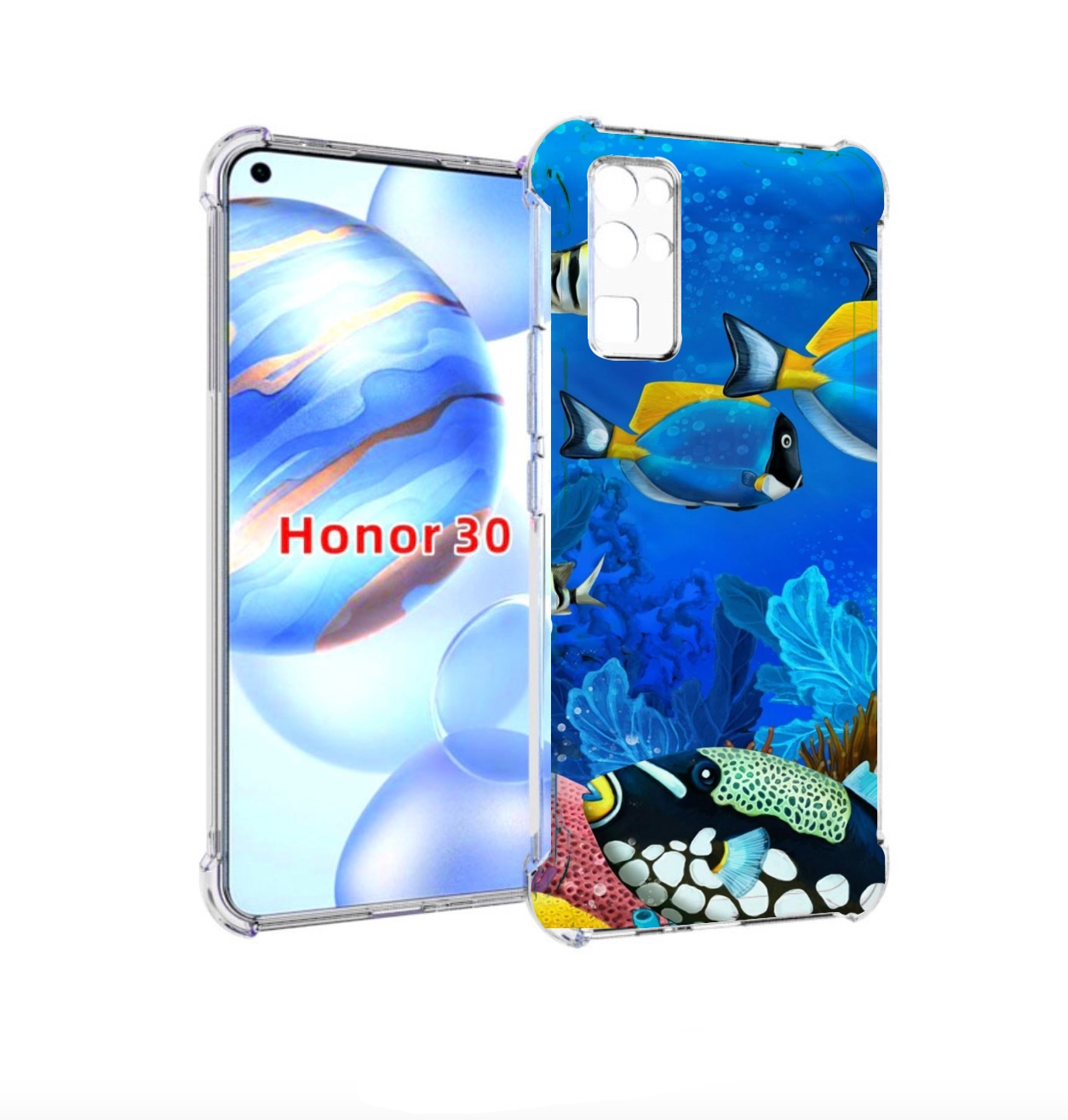 

Чехол бампер MyPads Рыбки для Honor 30 (BMH-AN10) противоударный, Прозрачный, Tocco