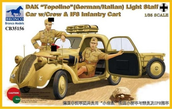 

Сборная модель Bronco 1/35 DAK “Topolino”Light Staff Car CB35156