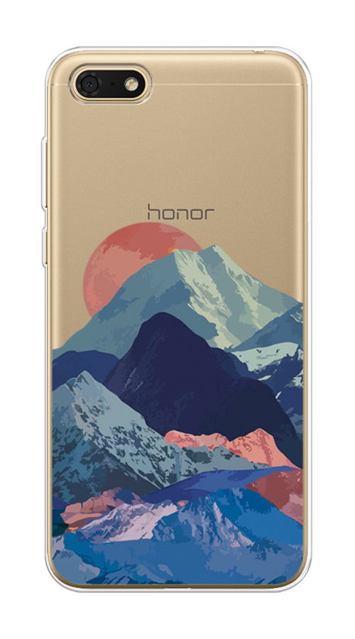 

Чехол на Honor 7A/7A Prime/Y5 Prime 2018/Y5 2018 "Закат в снежных горах", Красный;серый;голубой, 65250-2