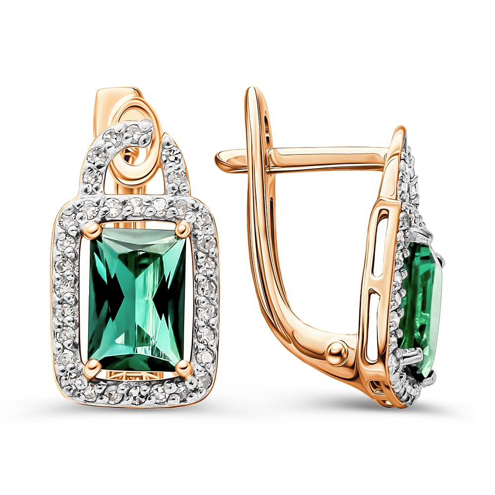 

Серьги из золота 585Gold 102008662, изумруд искусственный/бриллиант, 102008662