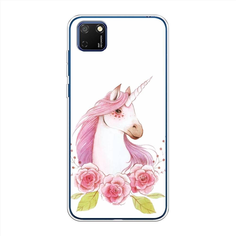 

Чехол на Honor 9S/Huawei Y5p "Единорог цветы", Белый;розовый;серый, 6102650-1