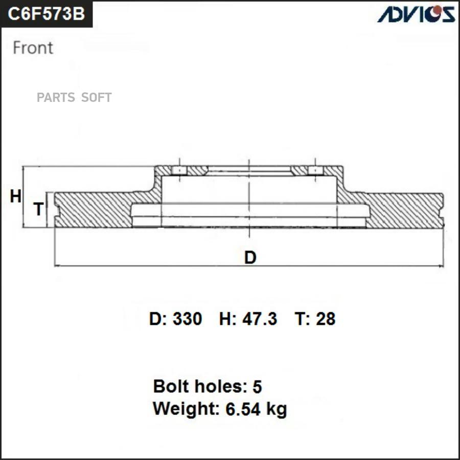 Диск Торм. Пер. Honda Pilot Yf4 (08-15) ADVICS арт. C6F573B