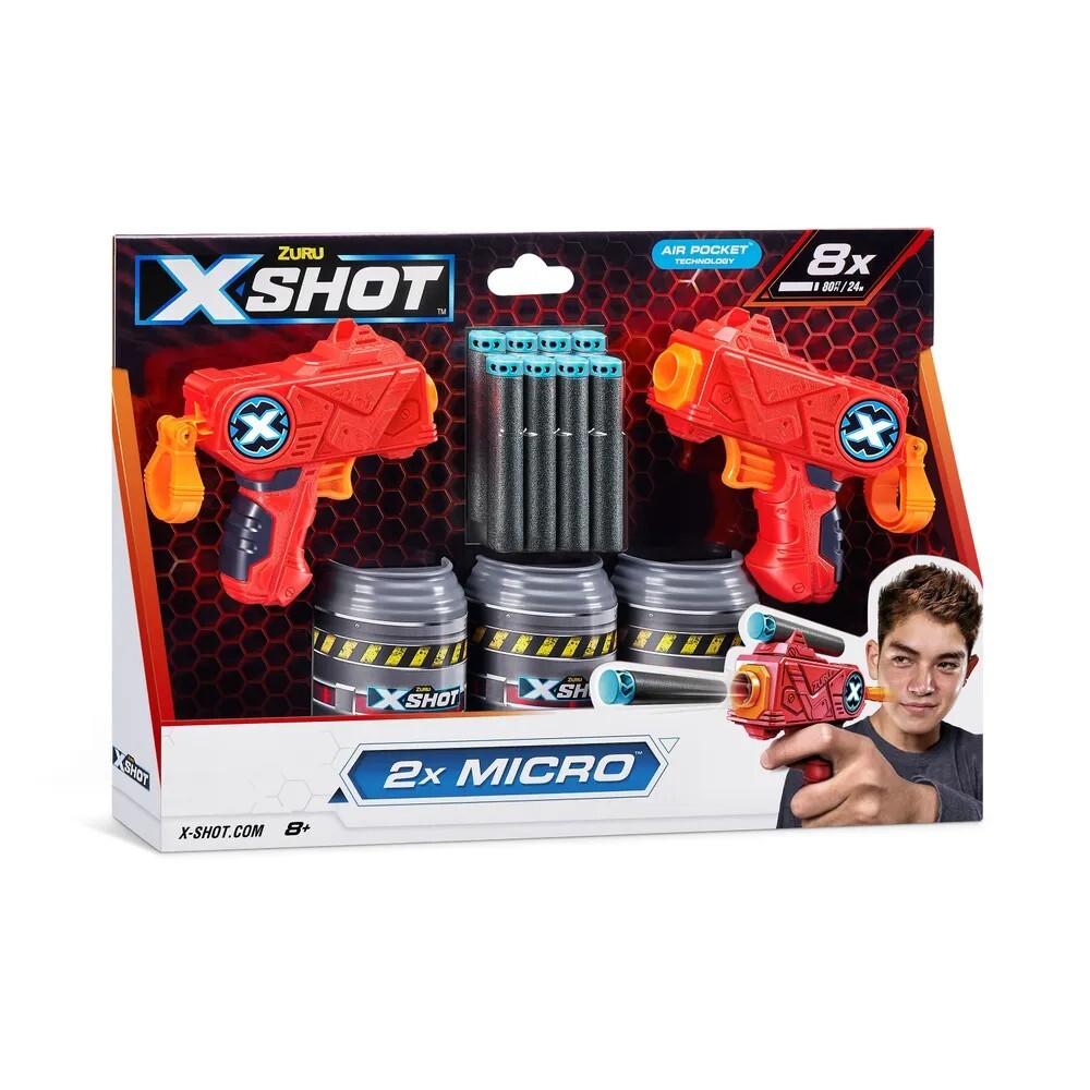 Игровой набор Бластер ZURU X-Shot EXCEL Micro Бластер - 2 шт, мишень- 3 шт, стрелы - 8