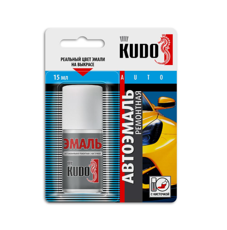 

Эмаль автомобильная ремонтная с кисточкой 15 мл KUDO ku74606, Серый