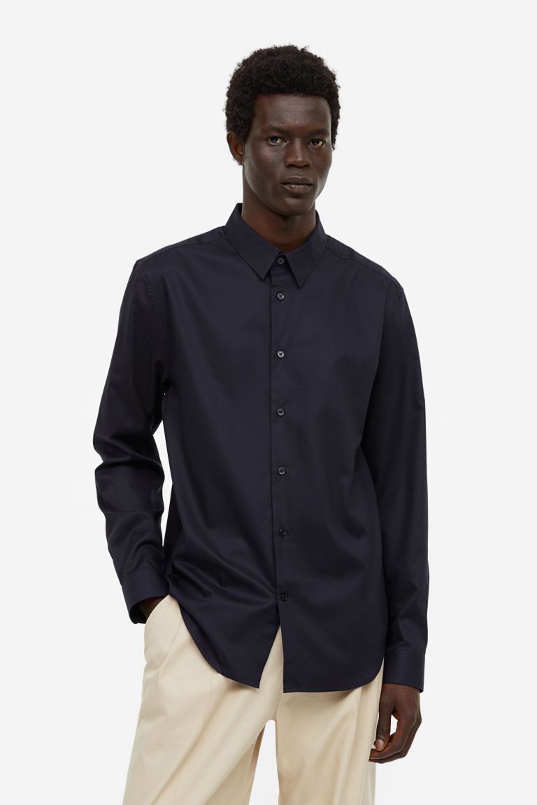 

Рубашка мужская H&M 1135006002 черная S (доставка из-за рубежа), Черный, 1135006002