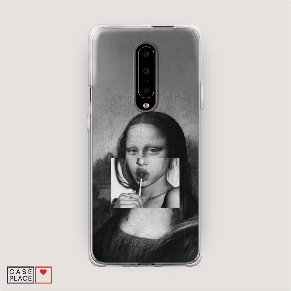 

Чехол Awog на OnePlus 7 Pro / ВанПлас 7 Pro "Mona Lisa sucking lollipop", Серый, 150850-9