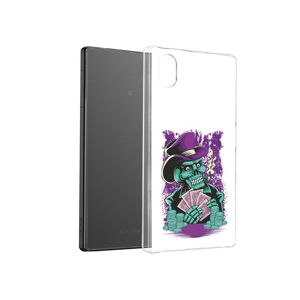 

Чехол MyPads Tocco для Sony Xperia X зеленый череп с картами, Прозрачный, Tocco