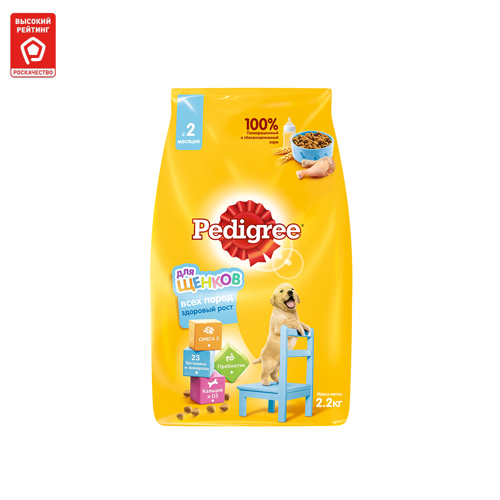 

Сухой корм для щенков Pedigree все породы, курица, 2.2кг, Vital Protection