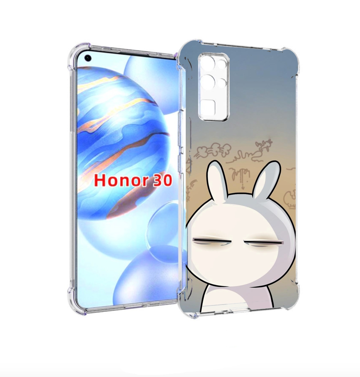 

Чехол бампер MyPads Подозрительный-зайка для Honor 30 (BMH-AN10), Прозрачный, Tocco