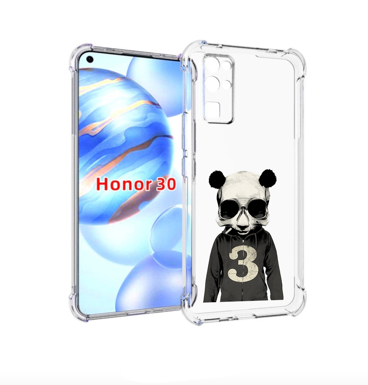 

Чехол бампер MyPads Панда-в-костюме для Honor 30 (BMH-AN10) прот, Прозрачный, Tocco