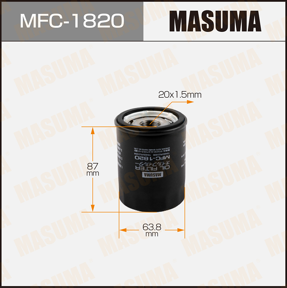 

MASUMA MFC1820 Фильтр масл.HONDA ACCORD/CIVIC/ODISSEY/CR-V/HR-V 2001 =