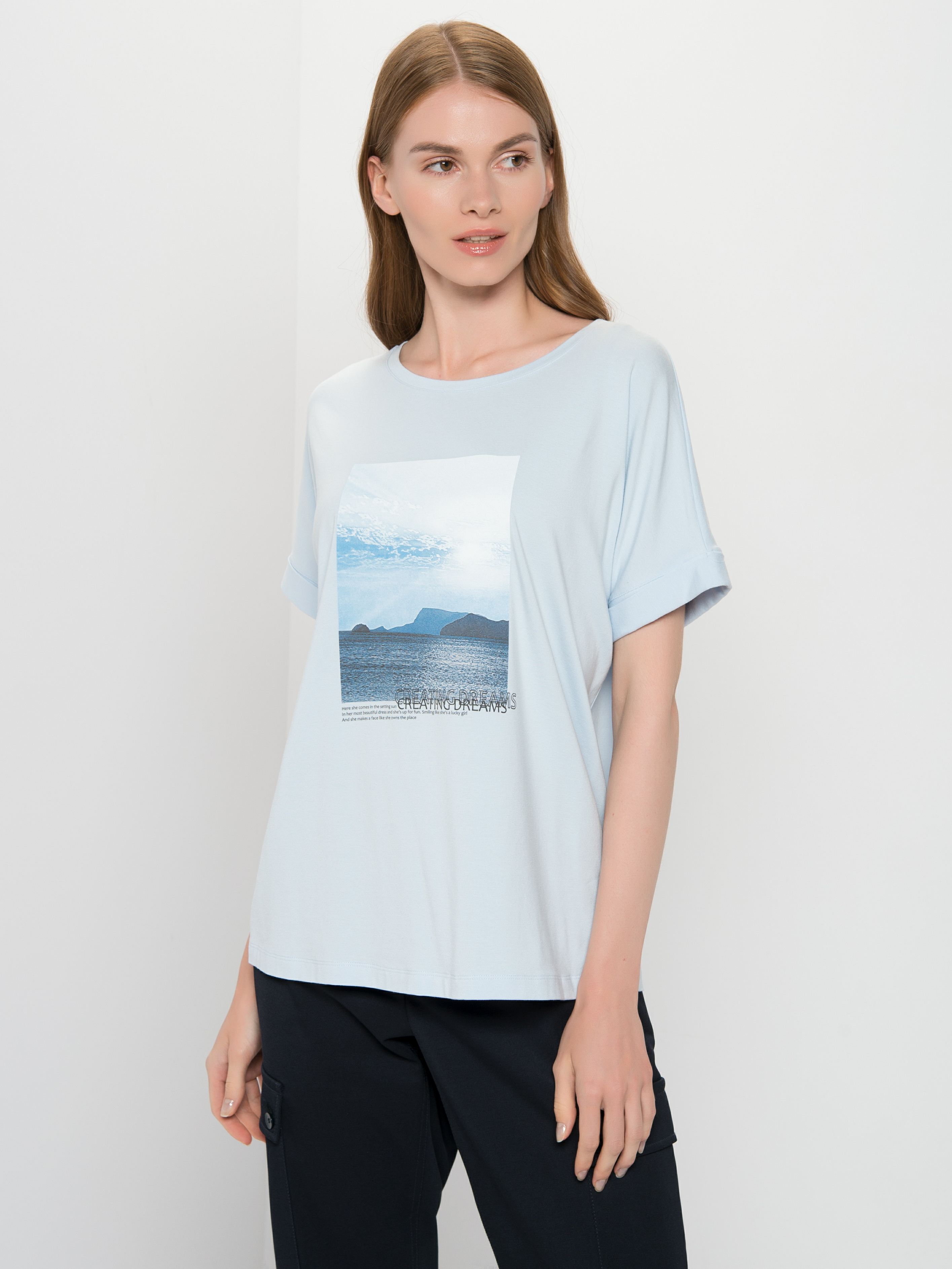 

Футболка женская Gerry Weber 770221-35006-80908 голубая 40, 770221-35006-80908
