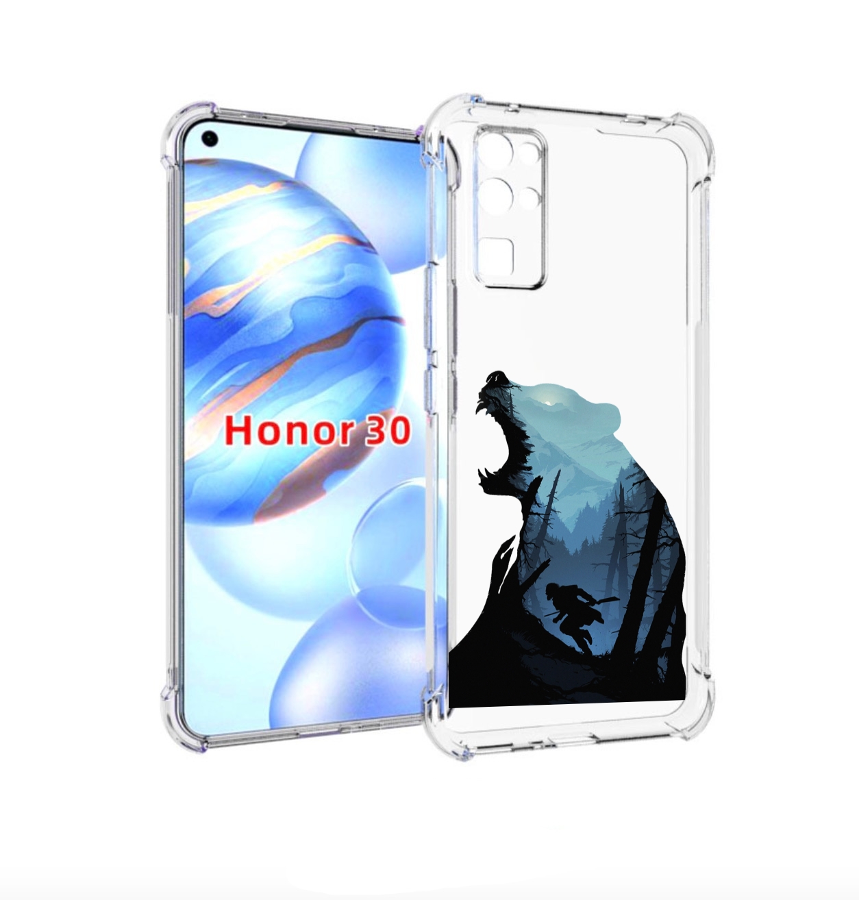 

Чехол бампер MyPads Ночной-медведь для Honor 30 (BMH-AN10) проти, Прозрачный, Tocco