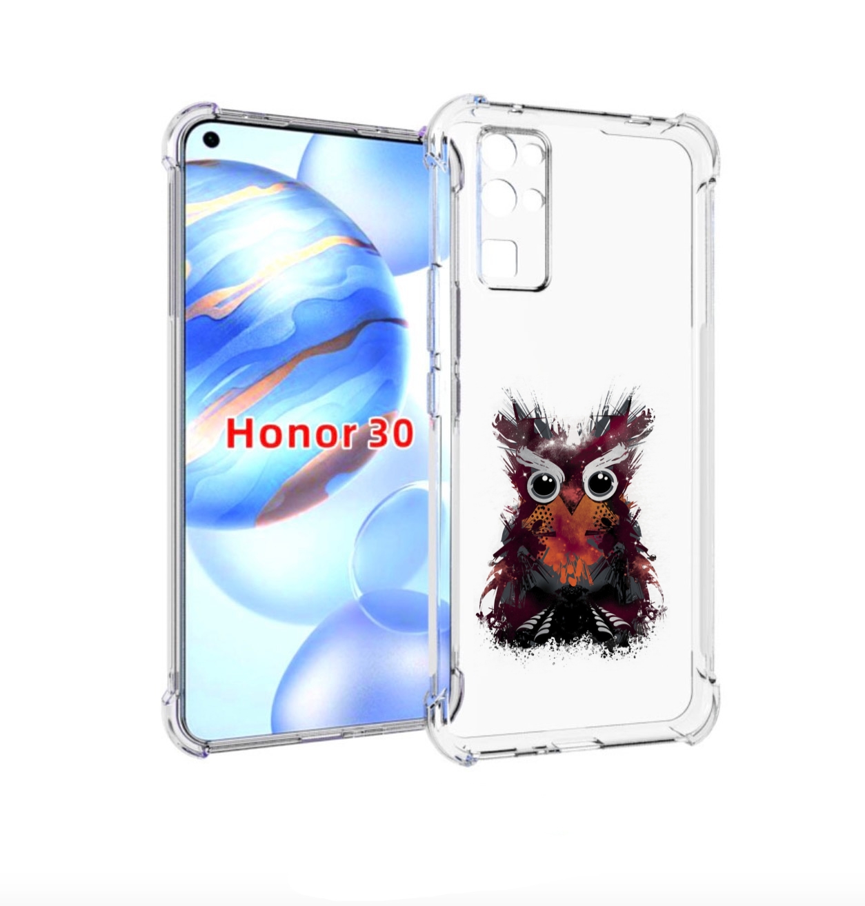 

Чехол бампер MyPads Необычная сова для Honor 30 (BMH-AN10) проти, Прозрачный, Tocco