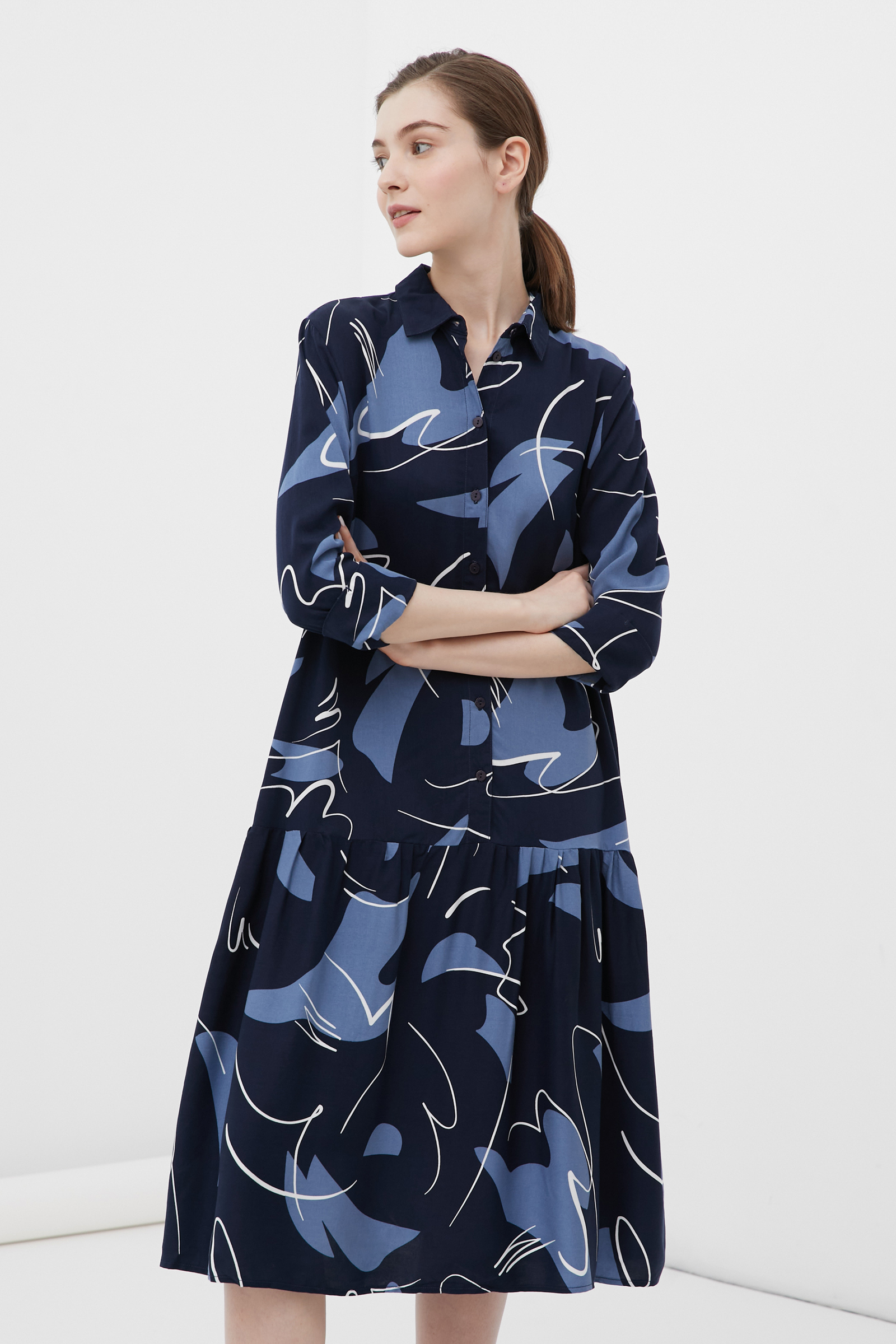 

Платье женское Finn Flare FSC110106 синее M, FSC110106