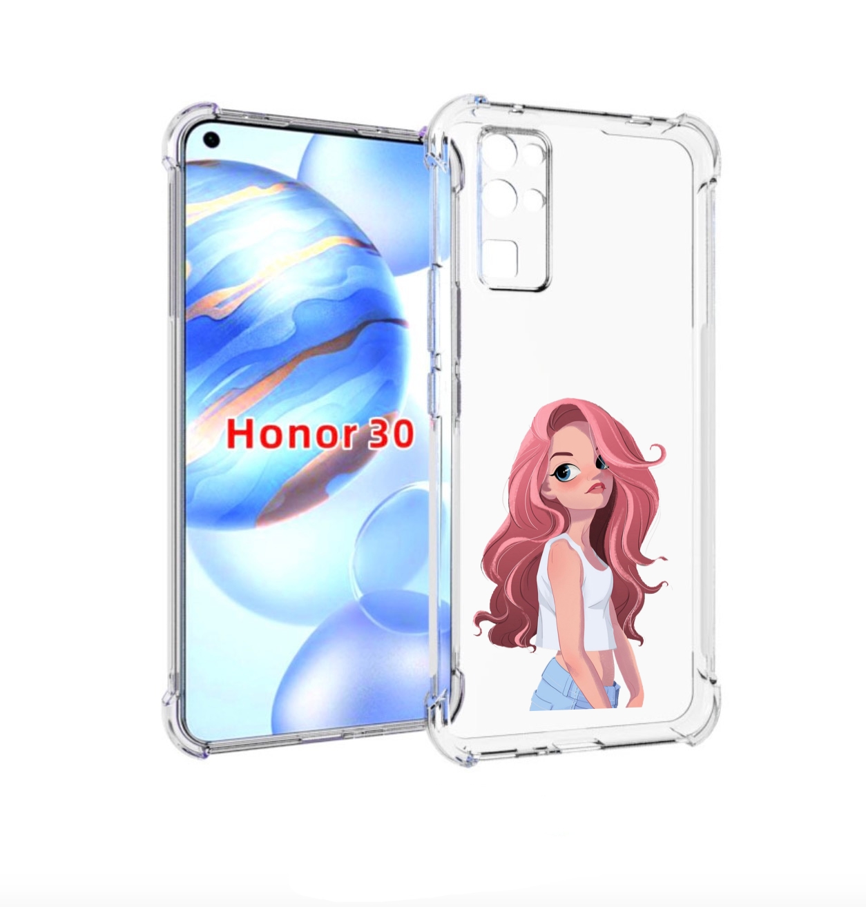 

Чехол бампер MyPads Мультяшный-арт-девушки женский для Honor 30, Прозрачный, Tocco