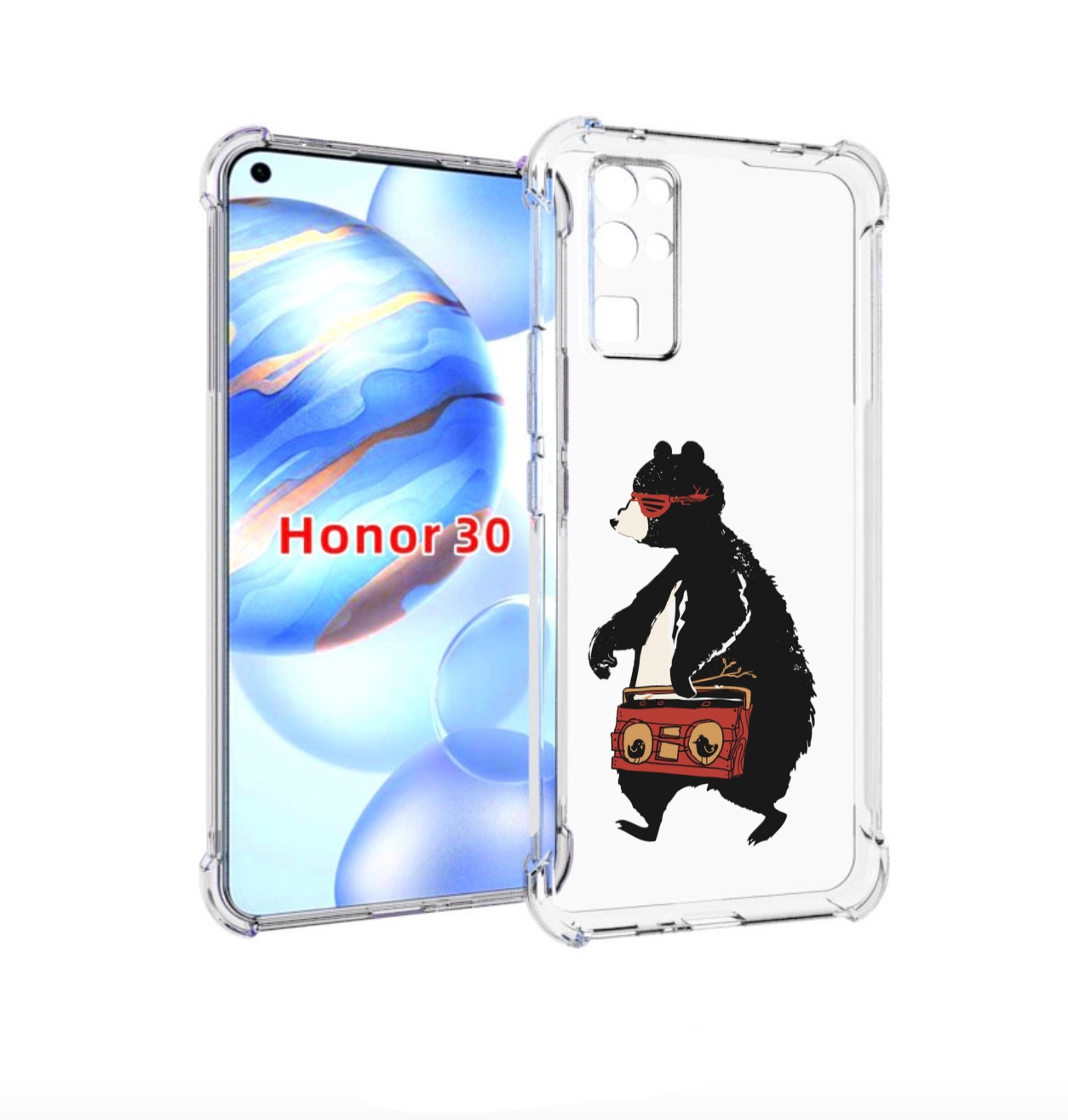 

Чехол бампер MyPads Музыкальный медведь для Honor 30 (BMH-AN10), Прозрачный, Tocco