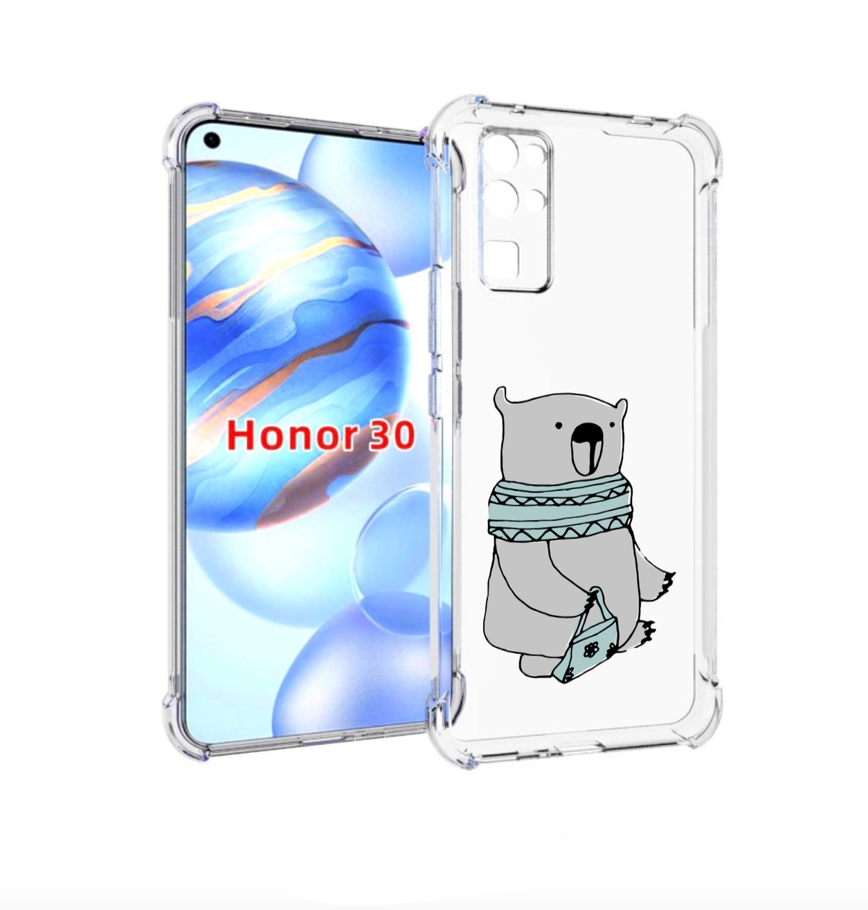 

Чехол бампер MyPads Модный медведь для Honor 30 (BMH-AN10) проти, Прозрачный, Tocco