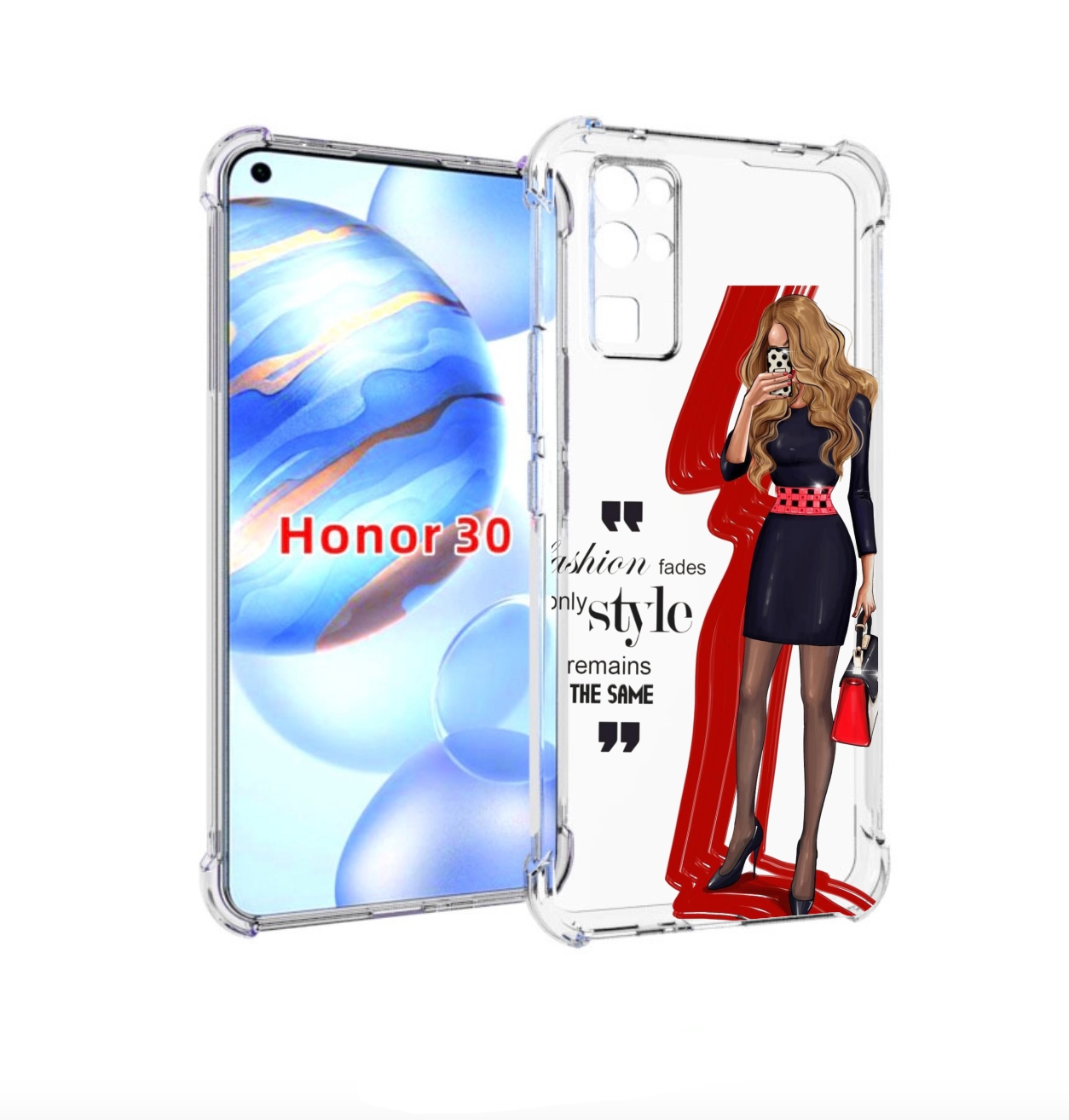 

Чехол бампер MyPads Модная-девушка женский для Honor 30 (BMH-AN1, Прозрачный, Tocco