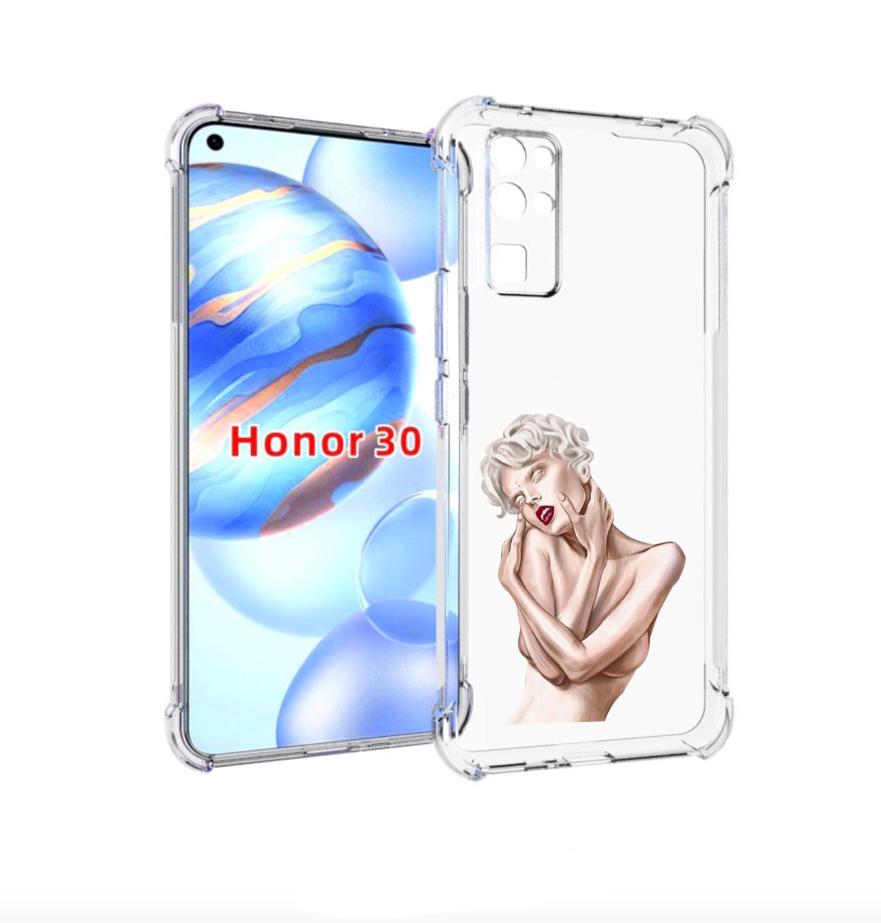 

Чехол бампер MyPads Мигера женский для Honor 30 (BMH-AN10) проти, Прозрачный, Tocco