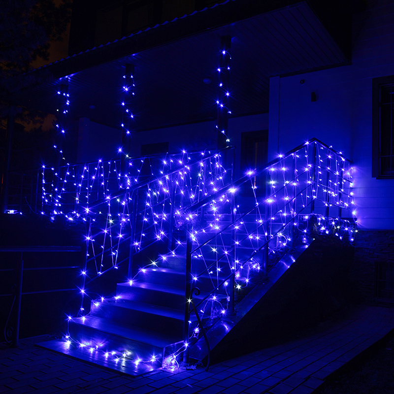 фото Новогодняя светодиодная гирлянда уличная baziator нить h0148 100м синяя с белым проводом