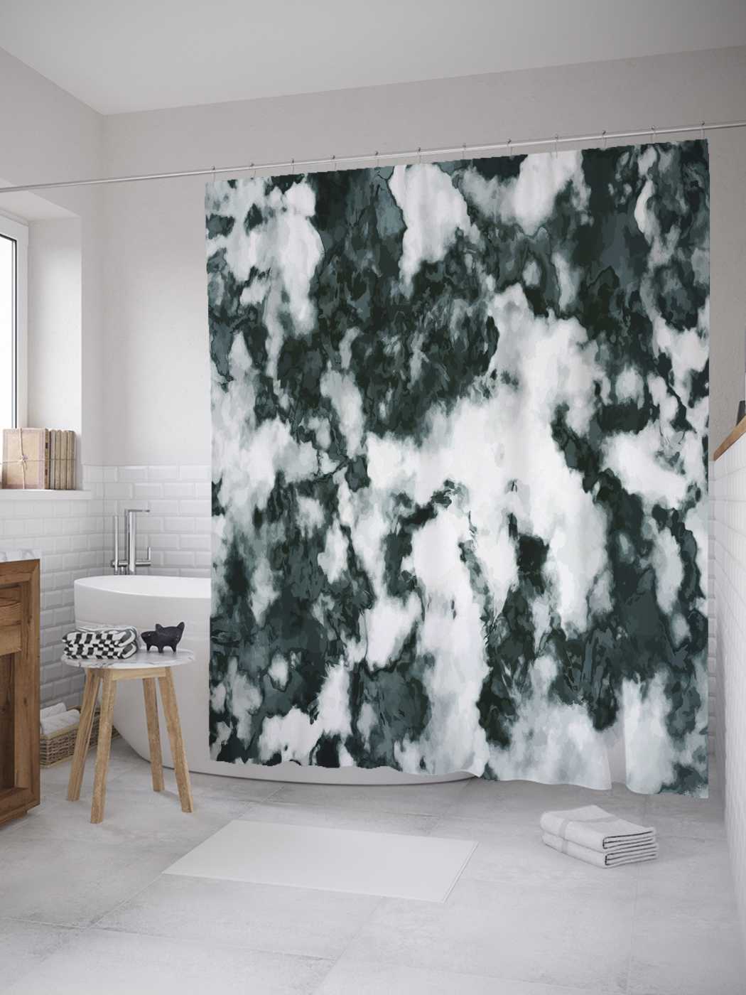 

Штора (занавеска) для ванной JoyArty "Мраморные пятна" из сатена, 180х200 см с крючками, Коричневый