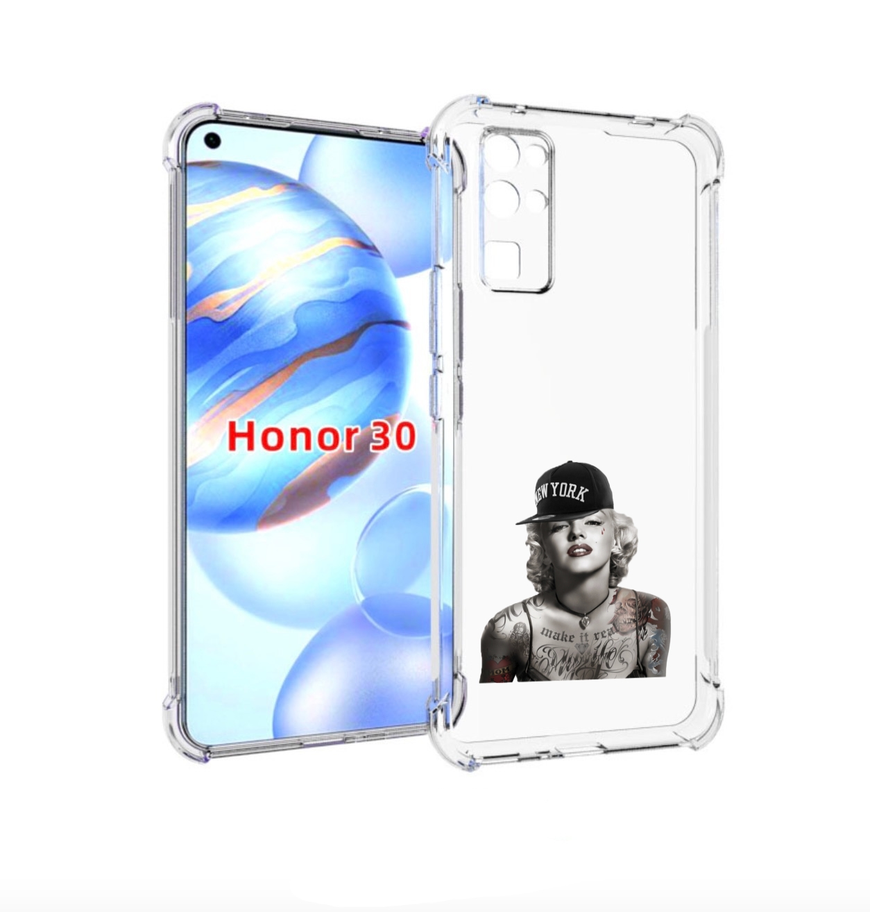 

Чехол бампер MyPads Мерлин Монро с тату женский для Honor 30 (BM, Прозрачный, Tocco