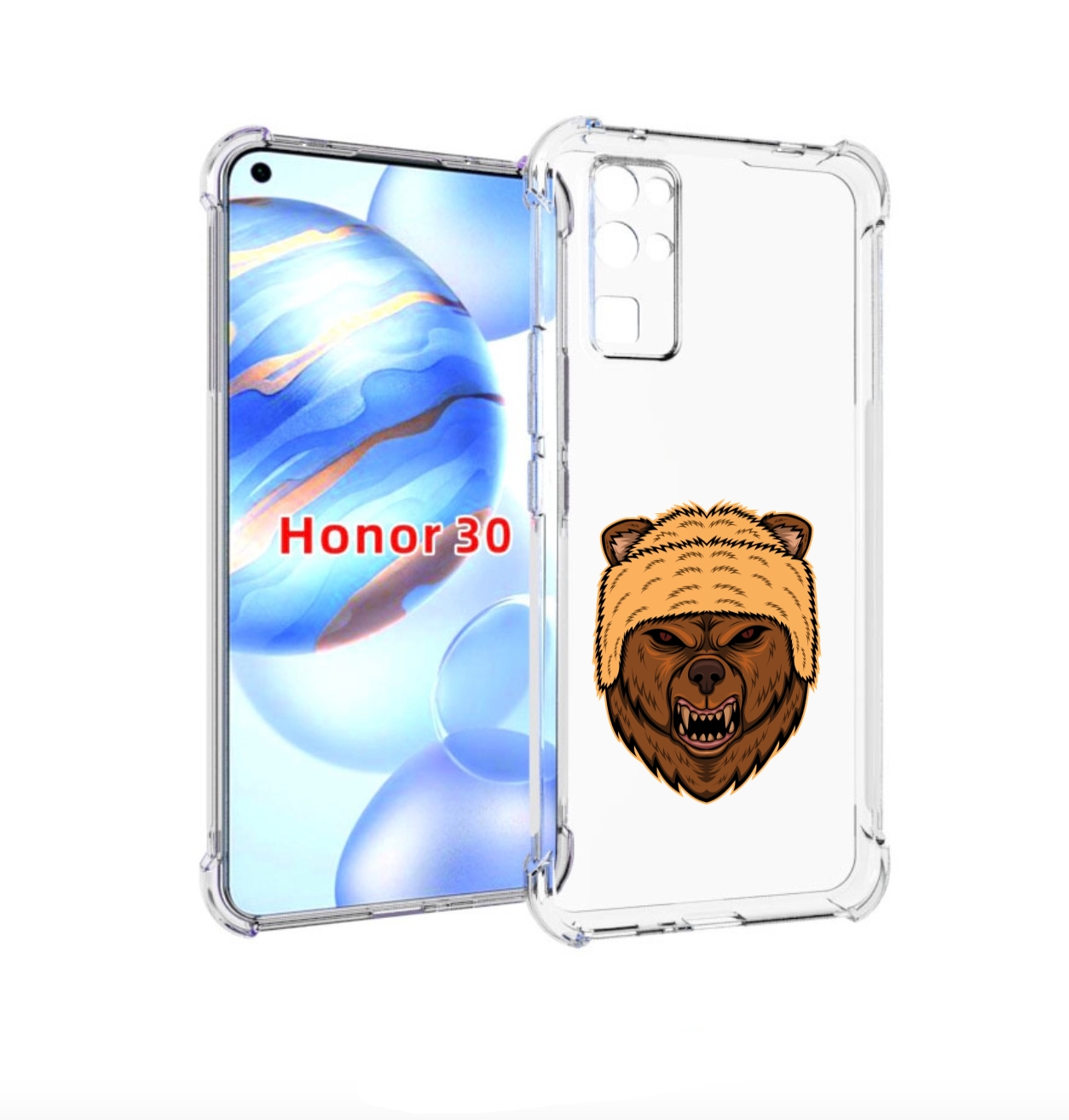 

Чехол бампер MyPads Медведь-в-шапке для Honor 30 (BMH-AN10) прот, Прозрачный, Tocco