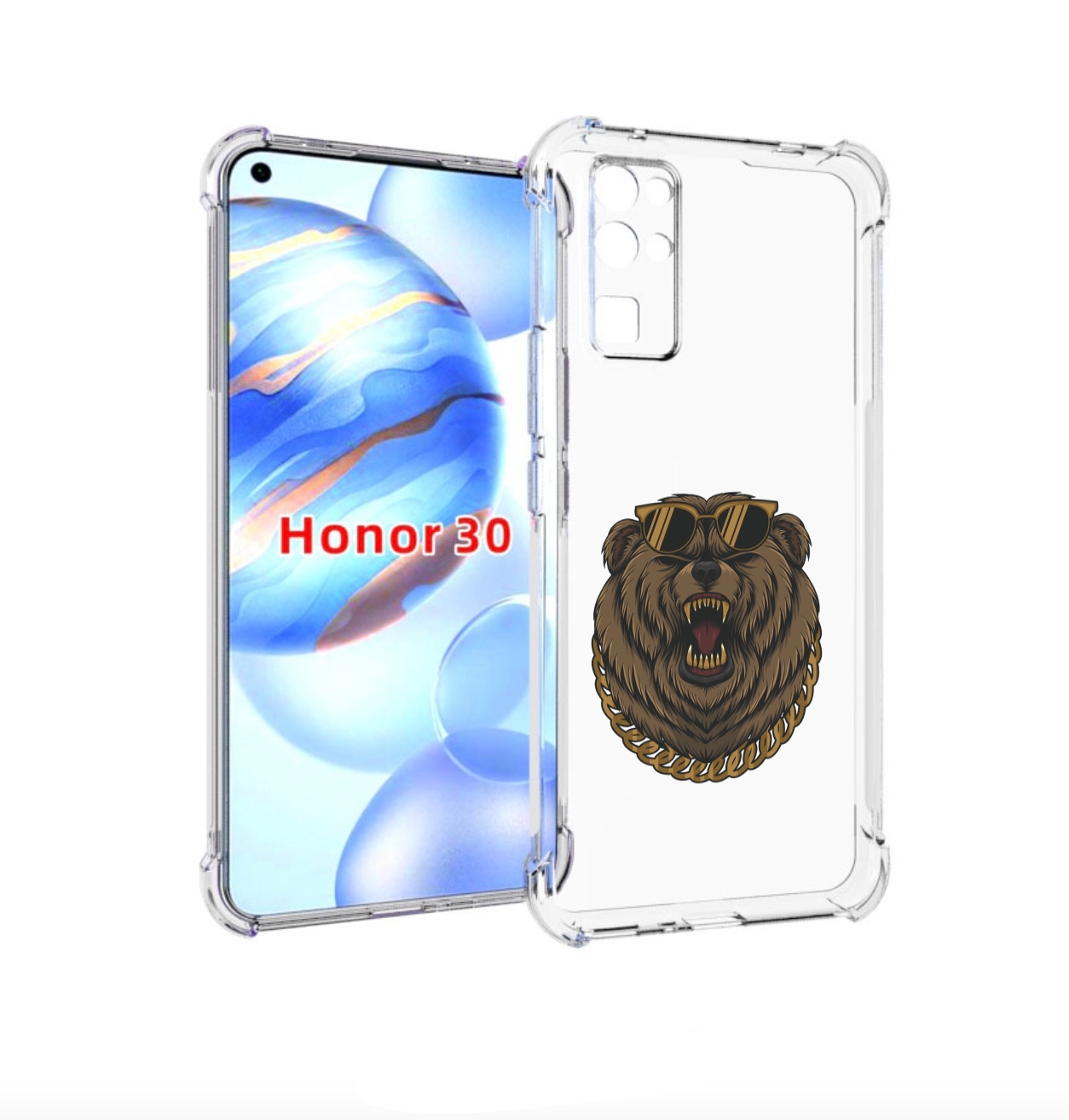 

Чехол бампер MyPads Медведь-в-очках-2 для Honor 30 (BMH-AN10) пр, Прозрачный, Tocco