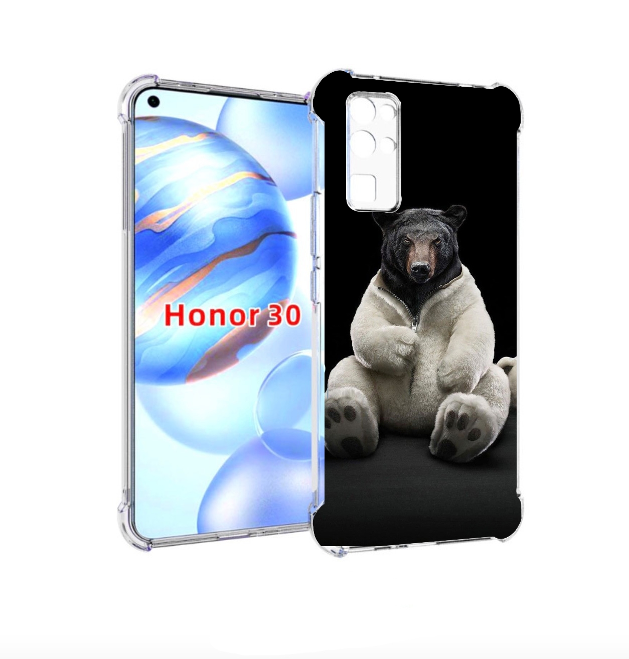 

Чехол бампер MyPads Медведь-бурый-белый для Honor 30 (BMH-AN10), Прозрачный, Tocco