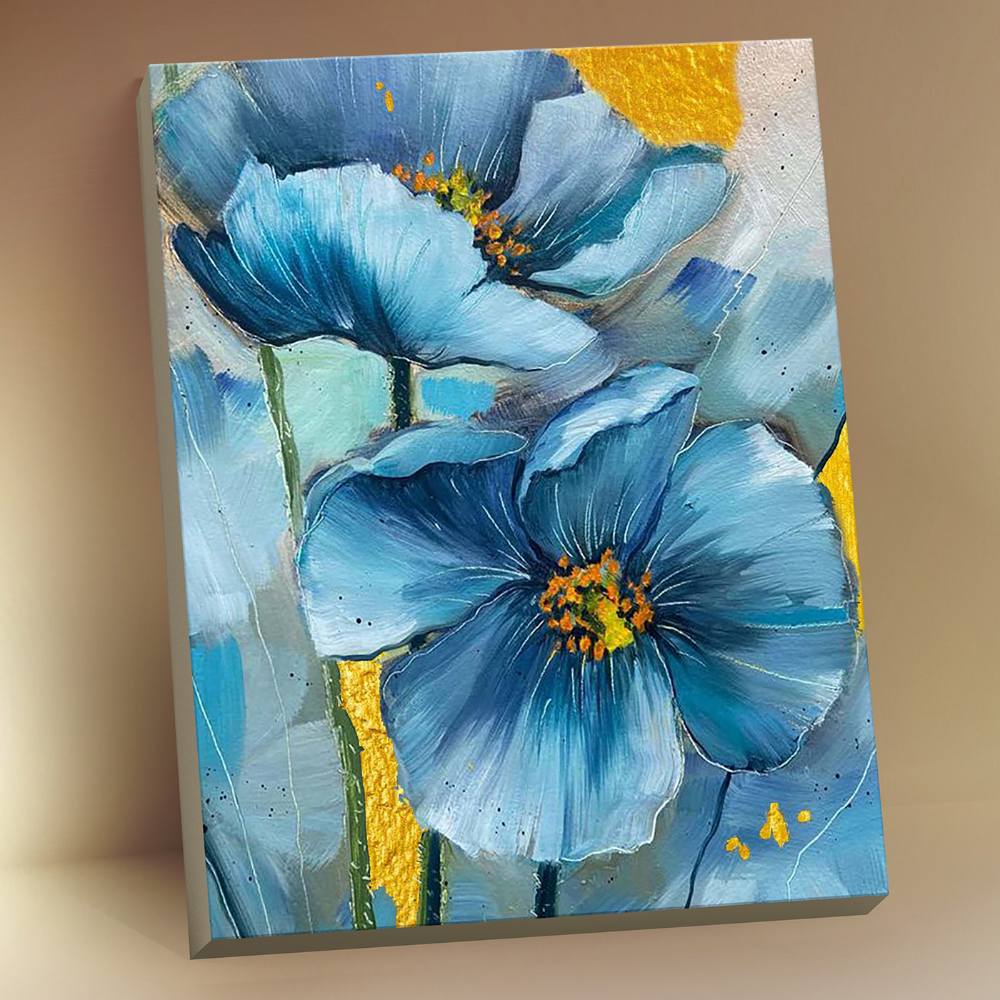 Картина по номерам с поталью Голубые цветы. HR0602