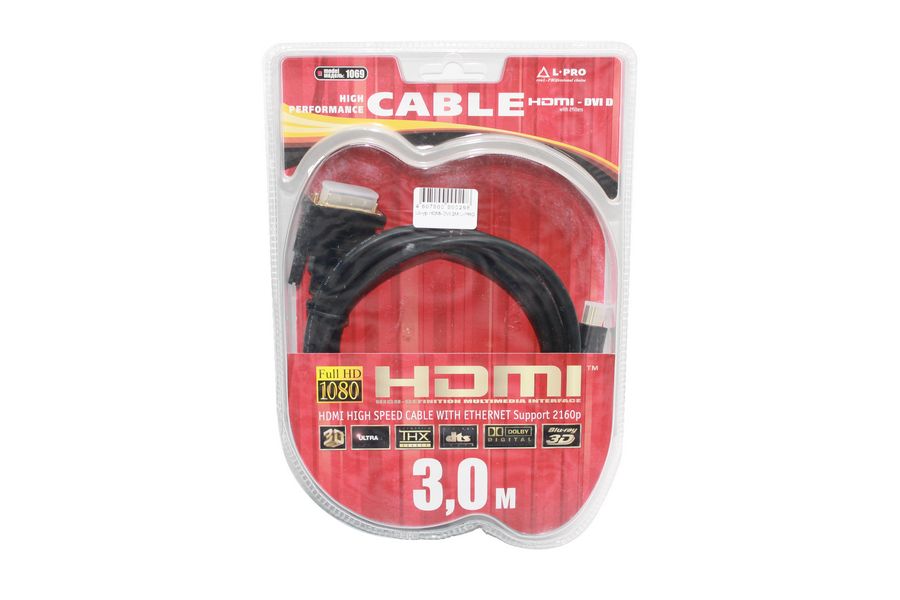 фото Шнур hdmi-dvi 3м l-pro