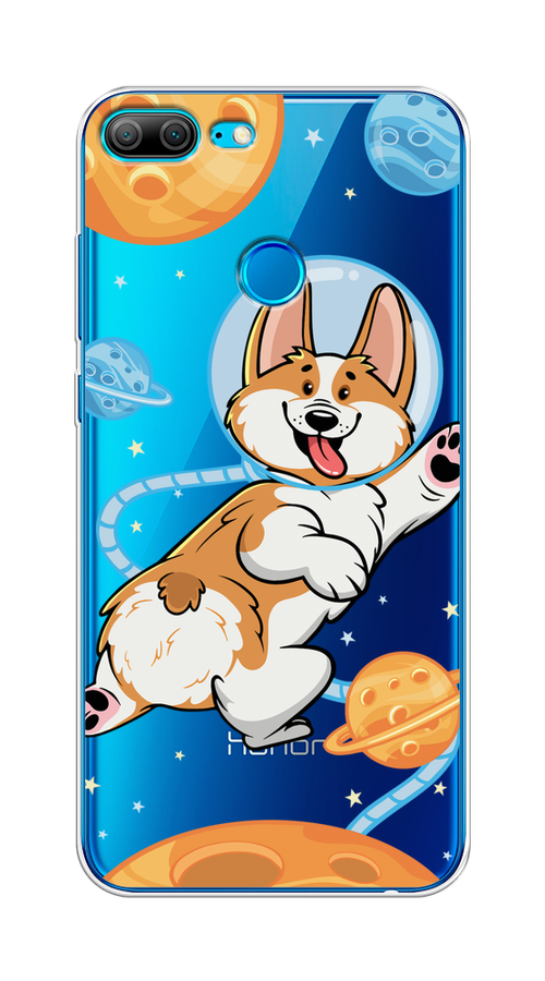 

Чехол на Honor 9 Lite "Корги-космонавт", Голубой;бежевый;белый, 64250-1