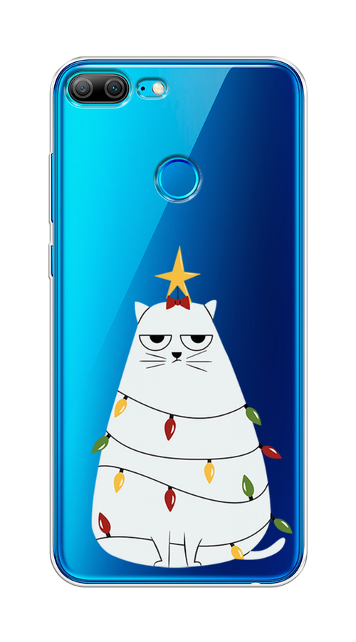 

Чехол на Honor 9 Lite "Котик в гирлянде", Белый;красный;желтый, 64250-1