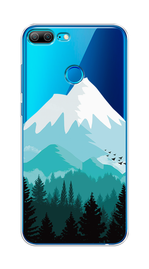 

Чехол на Honor 9 Lite "Синяя снежная гора", Белый;голубой, 64250-2